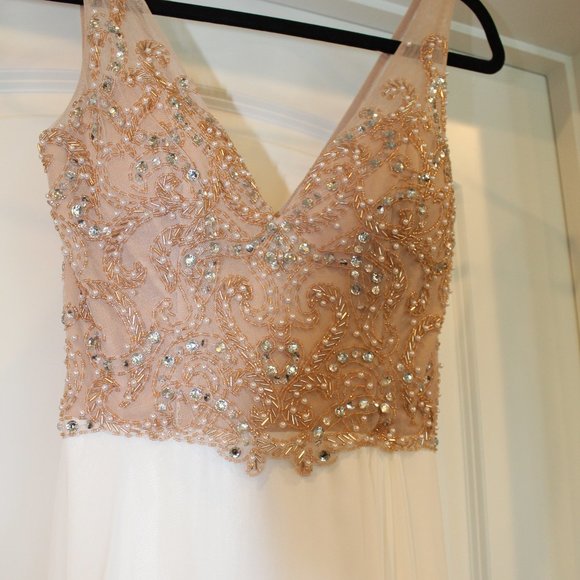 GB White and Gold Prom Gown - Picture 3 of 10